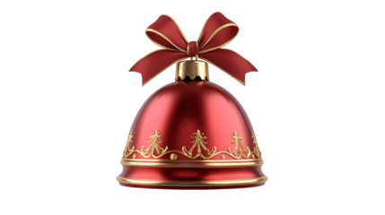 Festive red bell with delicate bow, a symbol of holiday cheer and celebration festive