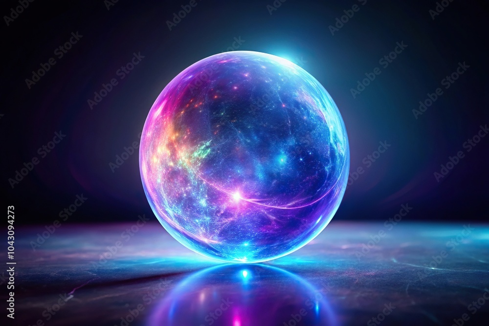 Poster glowing orb floating in darkness