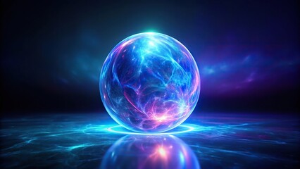 Glowing orb of blue and purple energy in darkness