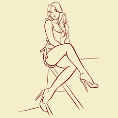 girl in bikini vector for card decoration illustration