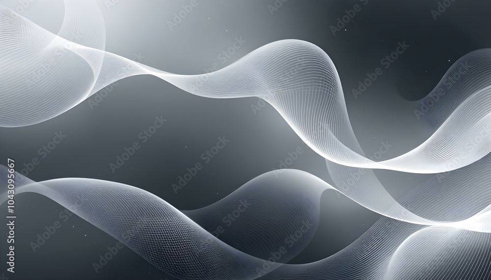 Fototapete Abstract white background with flowing lines and gentle waves, creating a sense of movement and fluidity. Technology abstract lines on white background. 