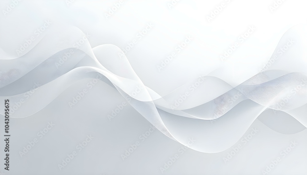 Aufkleber Abstract white background with flowing lines and gentle waves, creating a sense of movement and fluidity. Technology abstract lines on white background. 