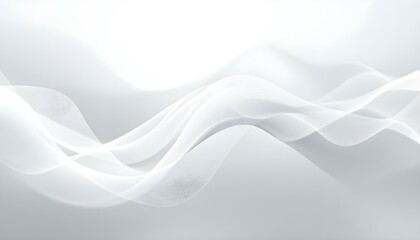 Grey white abstract background with flowing particles. Digital future technology concept. White Sound wave line curve on white background. Element for theme technology futuristic.