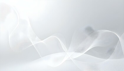 Grey white abstract background with flowing particles. Digital future technology concept. White Sound wave line curve on white background. Element for theme technology futuristic.