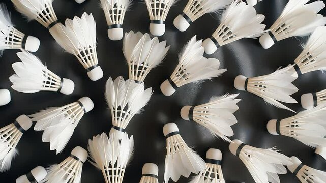 A lots of goose feather badminton shuttlecocks, Pattern of for background	