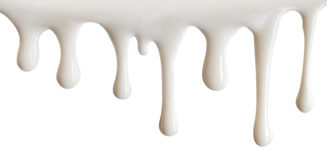 Delicious milk dripping, isolated on transparent cutout background