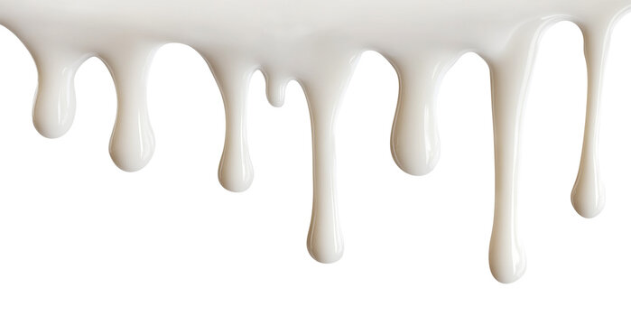 Delicious milk dripping, isolated on transparent cutout background