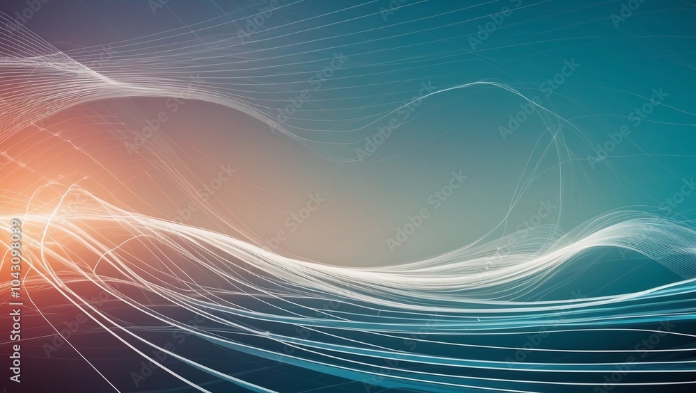 Fototapete abstract & science technology background. network, particle illustration. 3d grid surface generative