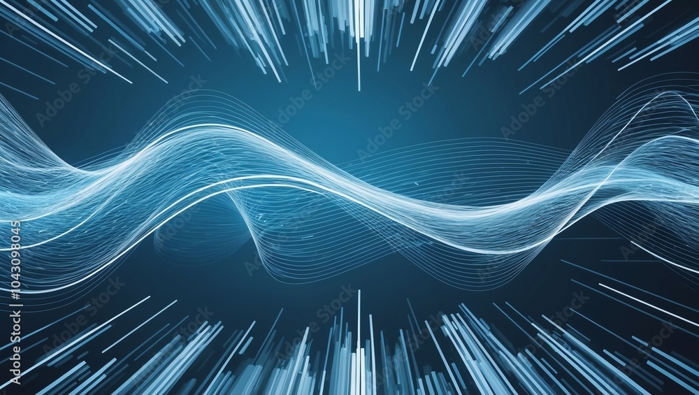 Fototapete abstract & science technology background. network, particle illustration. 3d grid surface generative