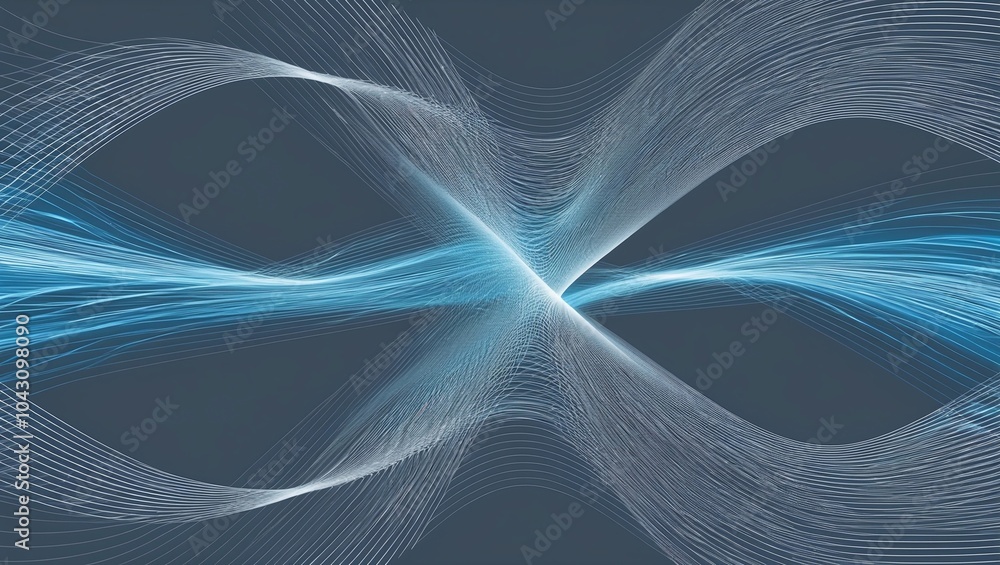 Fototapete abstract & science technology background. network, particle illustration. 3d grid surface generative