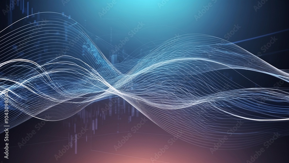 Fototapete abstract & science technology background. network, particle illustration. 3d grid surface generative