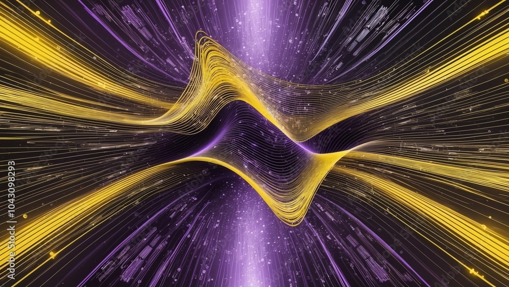 Fototapete abstract & science technology background. network, particle illustration. 3d grid surface generative