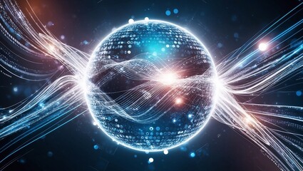 Obraz premium Futuristic energy sphere on black background representing AI and future technologies . 3D design element 