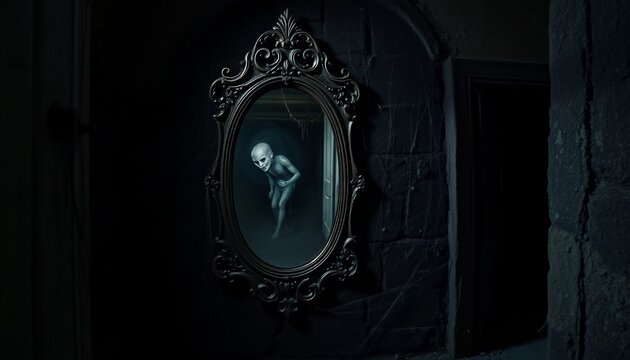 scary cursed mirror at abandoned room