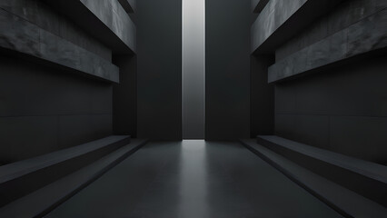 Obraz premium Minimalist Futuristic Hallway - Symmetrical Architecture - AI Generative - Digital Art