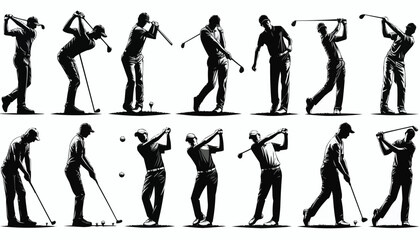 Naklejka premium silhouettes of people golf