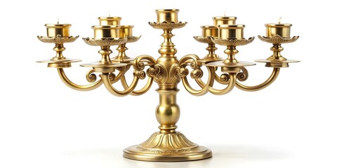 Golden candelabrum on white background isolated