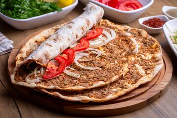 Turkish foods; Turkish pizza - Lahmacun