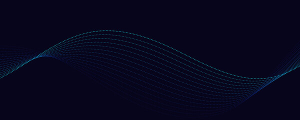 Abstract blue background with waves. Futuristic waves and particles