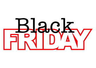 Logo texto Black Friday. Banner con palabra Black con tipograf&iacute;a de m&aacute;quina de escribir encima palabra Friday con l&iacute;neas exteriores