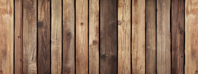A textured background of wooden planks in various shades, suitable for design and decoration.