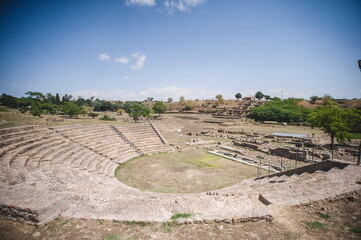 ruins of the ancient amphitheater in Morgantina in Sicily