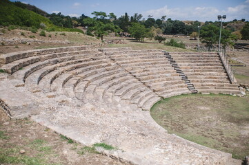 ruins of the ancient amphitheater in Morgantina in Sicily