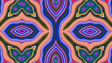 Colorful symmetrical abstract kaleidoscope background pattern for summer 