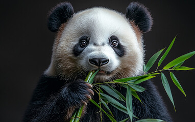 Fototapeta premium panda eating bamboo