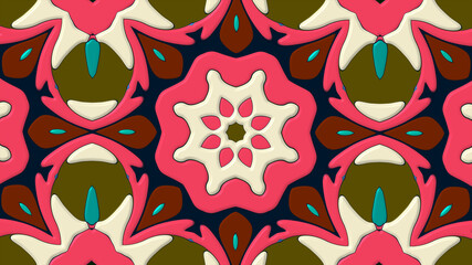 Colorful symmetrical abstract kaleidoscope background pattern for summer 