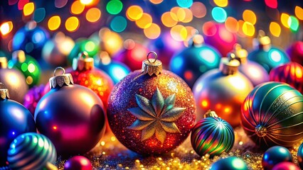 Fototapeta premium Beautiful Christmas Ornament Drawing with Bokeh Effect for Festive Decor and Holiday Cheer