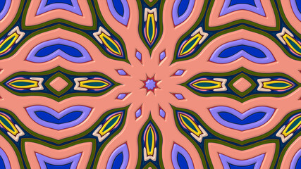 Colorful symmetrical abstract kaleidoscope background pattern for summer 