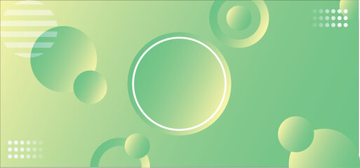 Green gradient abstract background with variations of color circles