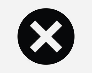 Cancel Round Icon Cancellation Delete Error Cross X Close Negative Circle Circular Button No Mark Ban Sign Icon SVG Shape Outline Black White Vector