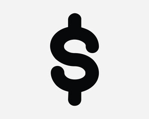 Dollar USD Money Currency Wealth Asset Investment Tax Bank Coin Finance Business Economy Rich Asset Icon Sign Shape Line Outline Black White Vector