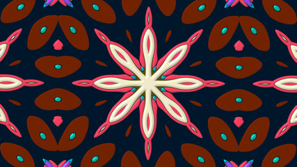 Colorful symmetrical abstract kaleidoscope background pattern for summer 