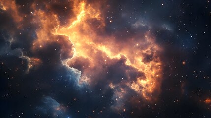 Fototapeta premium Captivating image of a fiery,swirling cosmic nebula explosion,showcasing the grand,dramatic beauty of the vast,mysterious universe. Luminous.