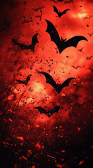 Dramatic 3D Bats on Vivid Red Background