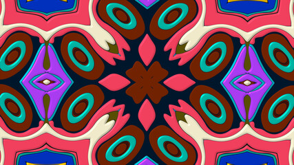 Colorful symmetrical abstract kaleidoscope background pattern for summer 