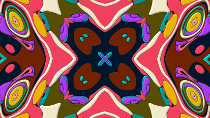 Colorful symmetrical abstract kaleidoscope background pattern for summer 