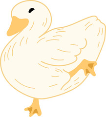 Cute duck cartoon illustration on white background.