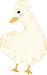 Cute duck cartoon illustration on white background.
