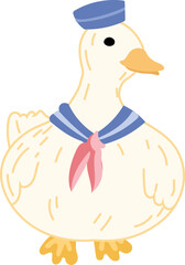 Cute duck cartoon illustration on white background.