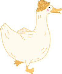Cute duck cartoon on white background. Vector illustration.