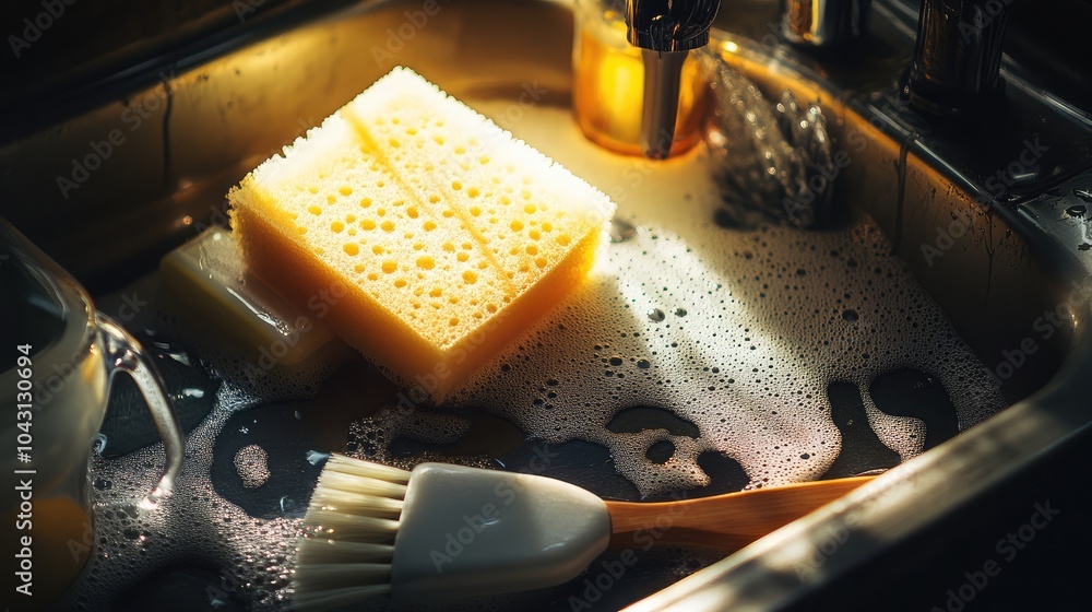 Poster cleaning tools in a sinking soapy environment