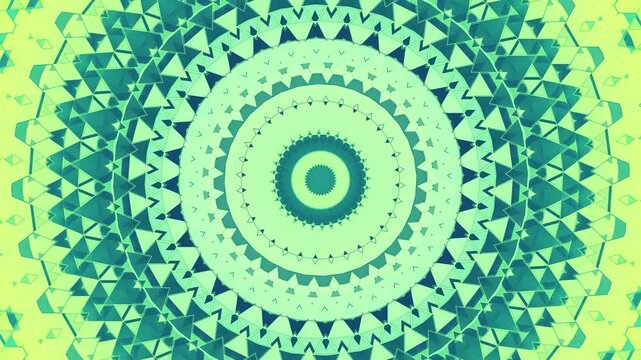 Round Geometric Ornament. Green Circular Animated Geometric Pattern. Looped video.