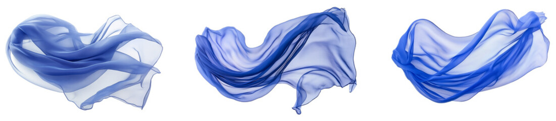 blue chiffon isolated on transparent background