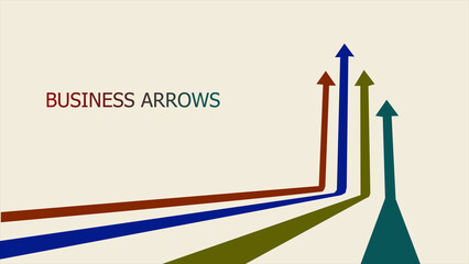 Four Arrows Moving Up Vintage Colors. Abstract Financial Chart with Uptrend Line Arrows Graph Go Up. Growth Business Revenue Invest Concept. Vector Illustration
