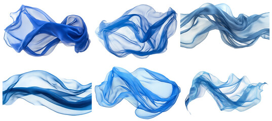 blue chiffon isolated on transparent background