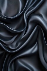 Obraz premium Luxurious Dark Silk Fabric with Elegant Folds and Smooth Texture for Fashion and Interior Design Backgrounds